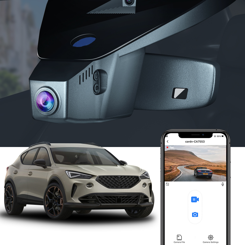 Fitcamx 4K ダッシュカム Cupra Formentor (2021-2026) 用、ナイトビジョン付き Wifi カー DVR レコーダー、ループ録画、OEM スタイル
