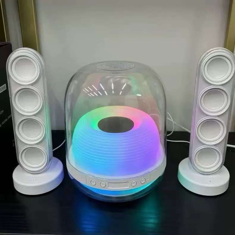 ホームワイヤレス Bluetooth オーディオ透明 HIFI ステレオサブウーファーカラフルな雰囲気デスクトップスピーカーサポート AUX TF カード