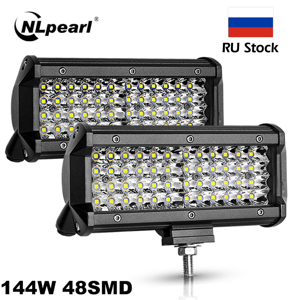Nlpearl 4" 7" 72W 144W LED Fog Light for Car SUV Truck 4x4 ATV Spotlight Flood Beam LED Work Light Bar Off Road Driving Fog Lamp