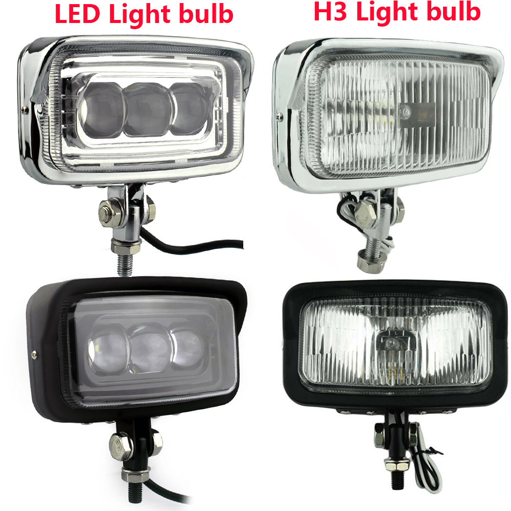 4.5 "LED または H3 電球オートバイのヘッドライトカフェレーサースクエアヘッドライト正方形長方形ライトハーレーチョッパーボバー