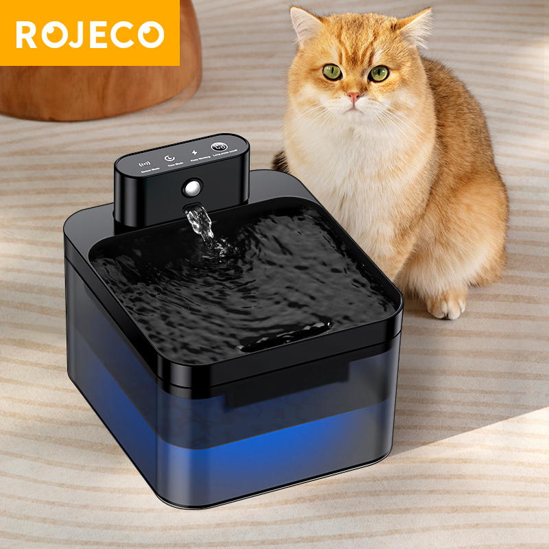 ROJECO ワイヤレス自動猫噴水 2600mAh ペットウォーターディスペンサー犬猫赤外線センサースマートペット酒飲み噴水