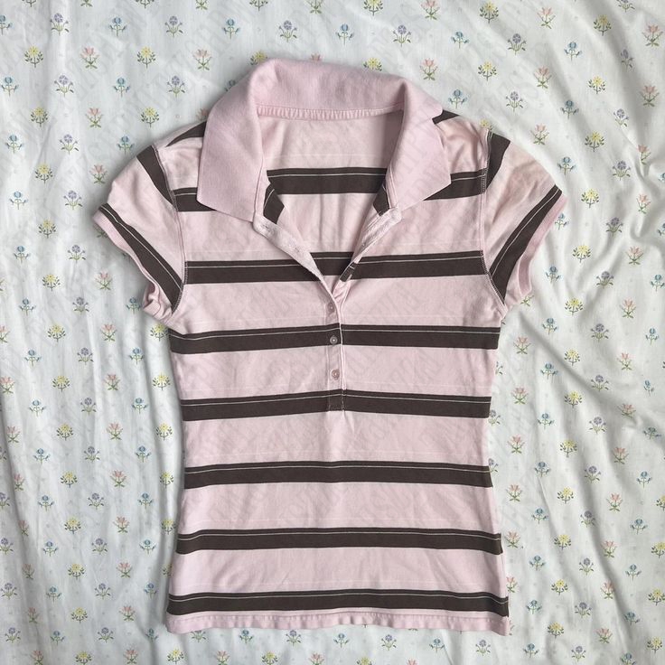 ストライプ乙女シックなヴィンテージ甘い服 Y2K エレガントな女性の Tシャツかわいいスリム美的ポロトップスクラシック原宿ファッション Tシャツ
