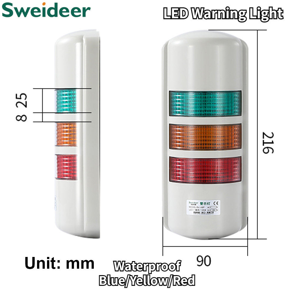 ビーコン LED 警告灯工業用信号灯ウォールマウントタワー警報灯 DC24V AC220V 定常点滅ライトブザーランプ