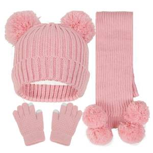 子供用冬用帽子、マフラー、手袋セット（3点セット） - 1～6歳の男の子と女の子向けの暖かいニット製防寒アクセサリー