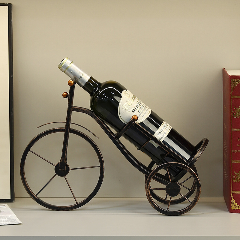 ワインラッククリエイティブホームレストラン錬鉄製古いワインシャンパンディスプレイラック自転車工芸品装飾飾り