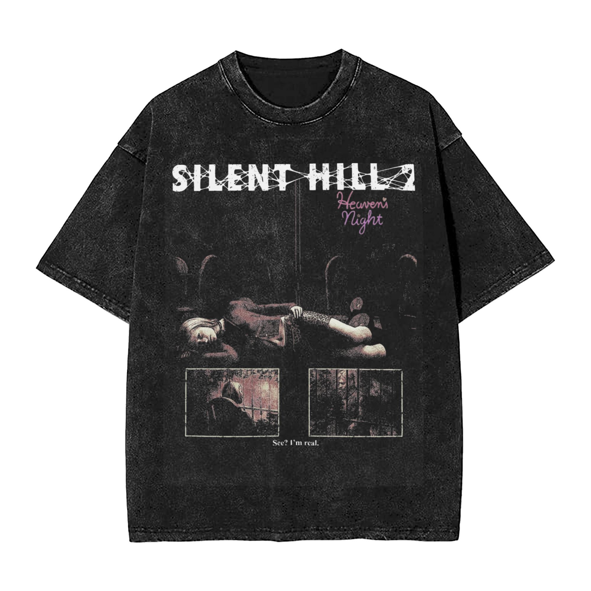 洗浄 Tシャツホラーサイレントヒルヘブンズナイトヒップホップ Tシャツストリートストリート半袖プリントトップス Tシャツ男性女性