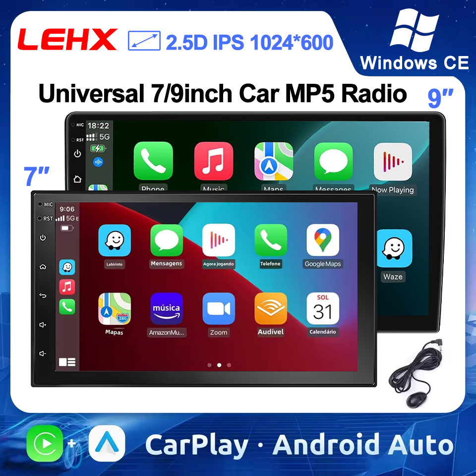 LEHX Linux 7/9 インチ IPS ユニバーサル 2 Din ワイヤレス CarPlay Android オートカーラジオオーディオマルチメディアプレーヤー Bluetooth FM オートラジオ