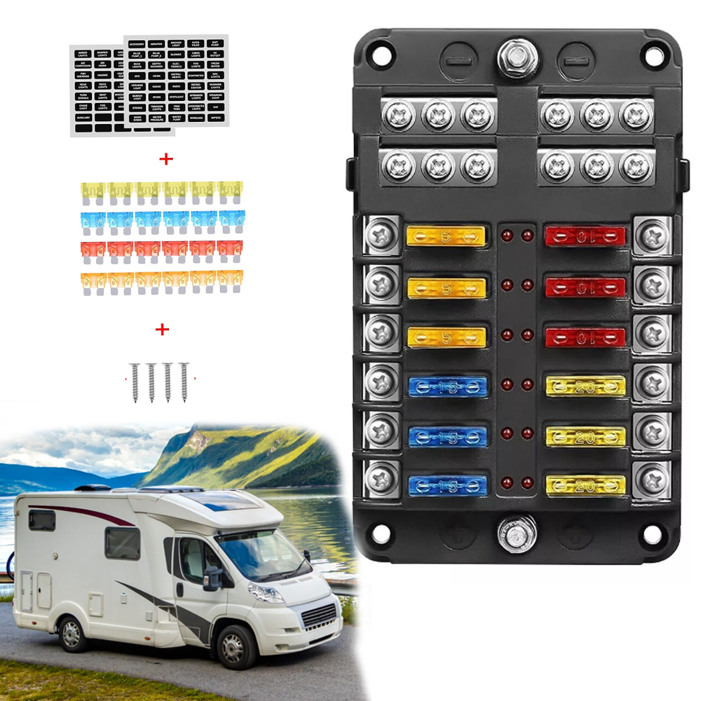 RV ヒューズボックスホルダー 6/12 方法ブレードヒューズプラスチックカバー付き電源パネルボードキャンピングカー RV Accessorie 車ボート