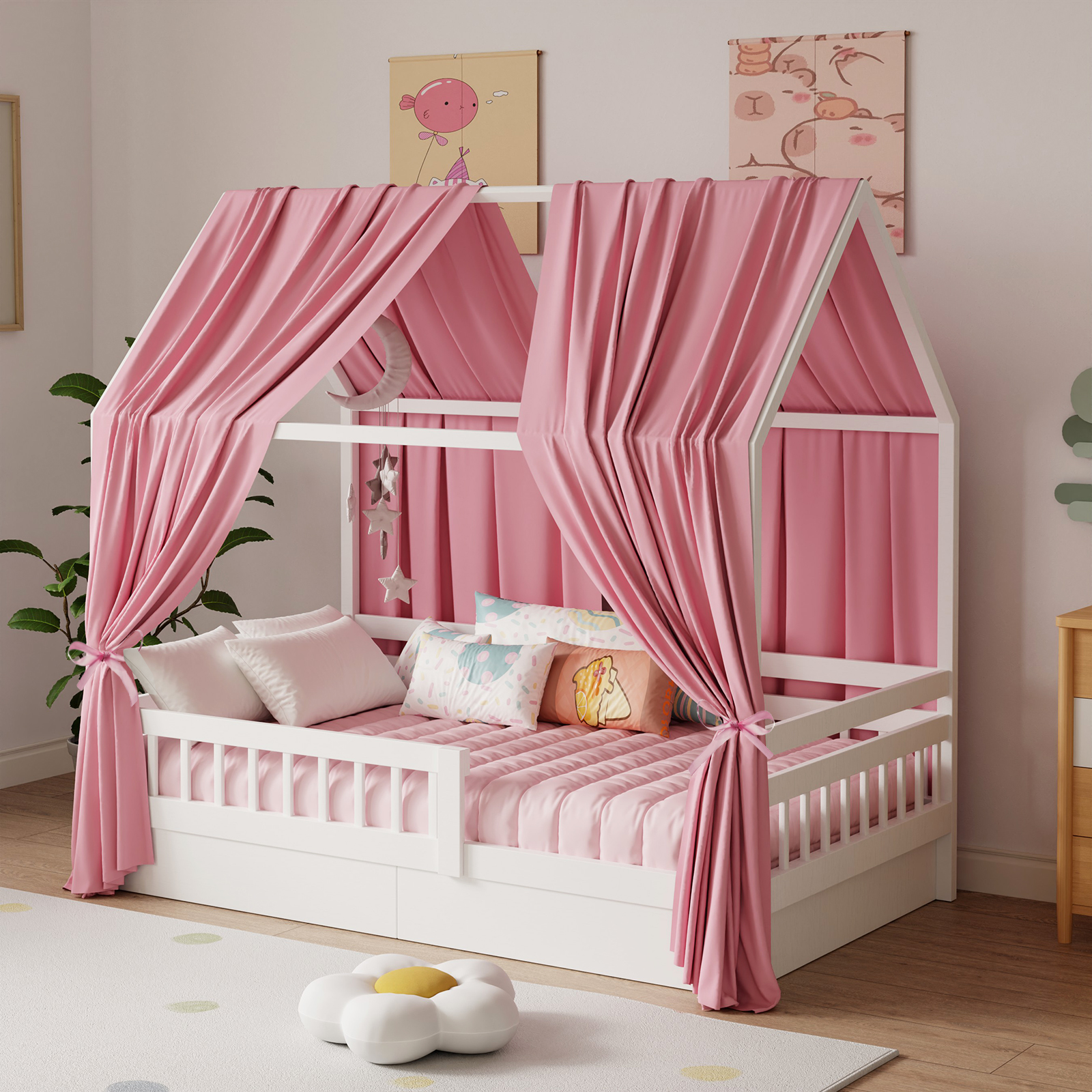 二段ベッドキャノピー 1/2ピースモスリン二段ベッドキャノピー、二段ベッド用布製キャノピー、ベッドキャノピー、寝室の装飾に最適