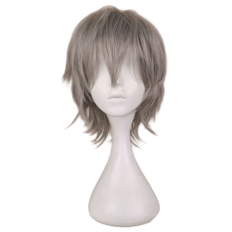 QQXCAIW 男性ショートグレースライバーグレー Cos コスプレかつらパーティー 30 センチメートル 100% 高温繊維人工毛かつら