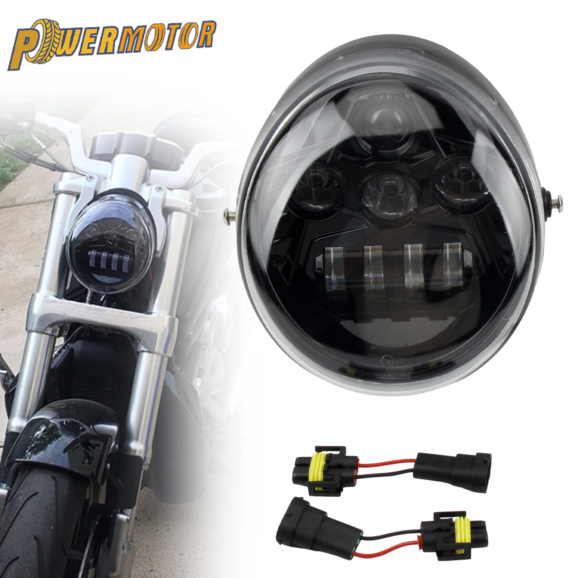 ハーレー V ロッド VRSCA モトクロスオートバイヘッドライトランプヘッドライト VRSC/V-ROD オートバイ Led ハローリング DRL 60 ワット HI/ロービーム