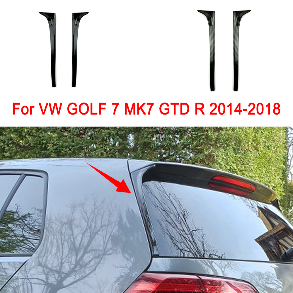 ゴルフ 7 MK7 GTD R 2014-2017 グロスブラックカーボンファイバーリアウィンドウサイドスポイラーウイングカースタイリング自動リアウィンドウミラーテール