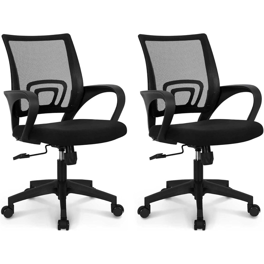 Ergonomic Mesh Gaming Chair with Cushioned Seat, Lumbar Support, Adjustable Height, Swivel Wheels for Home or Office (2 Pack - B