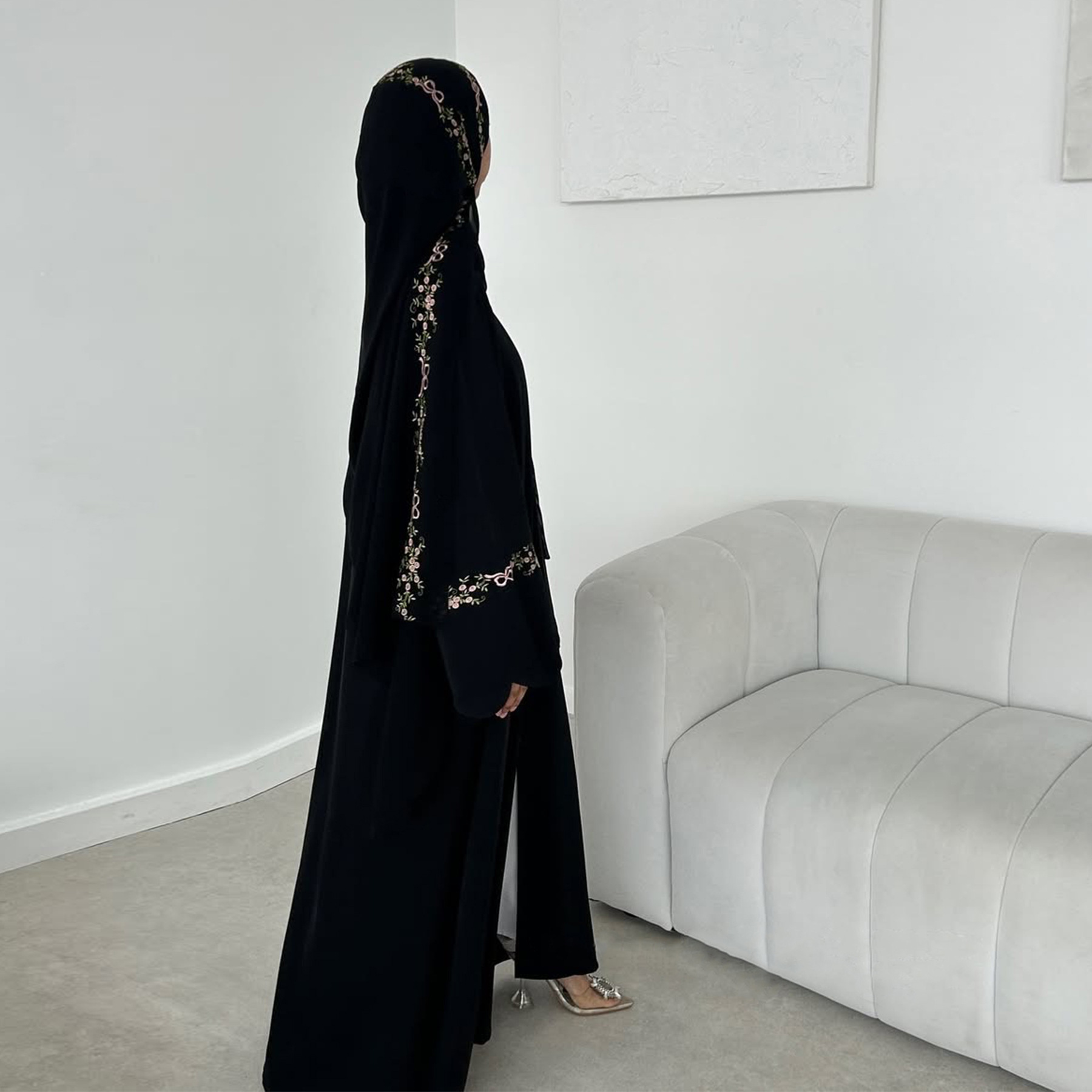 オープンカーディガン刺繍アバヤイスラム教徒女性ロングマキシドレストルコカフタンガウン着物ドバイイスラム服アラビアローブカフタン
