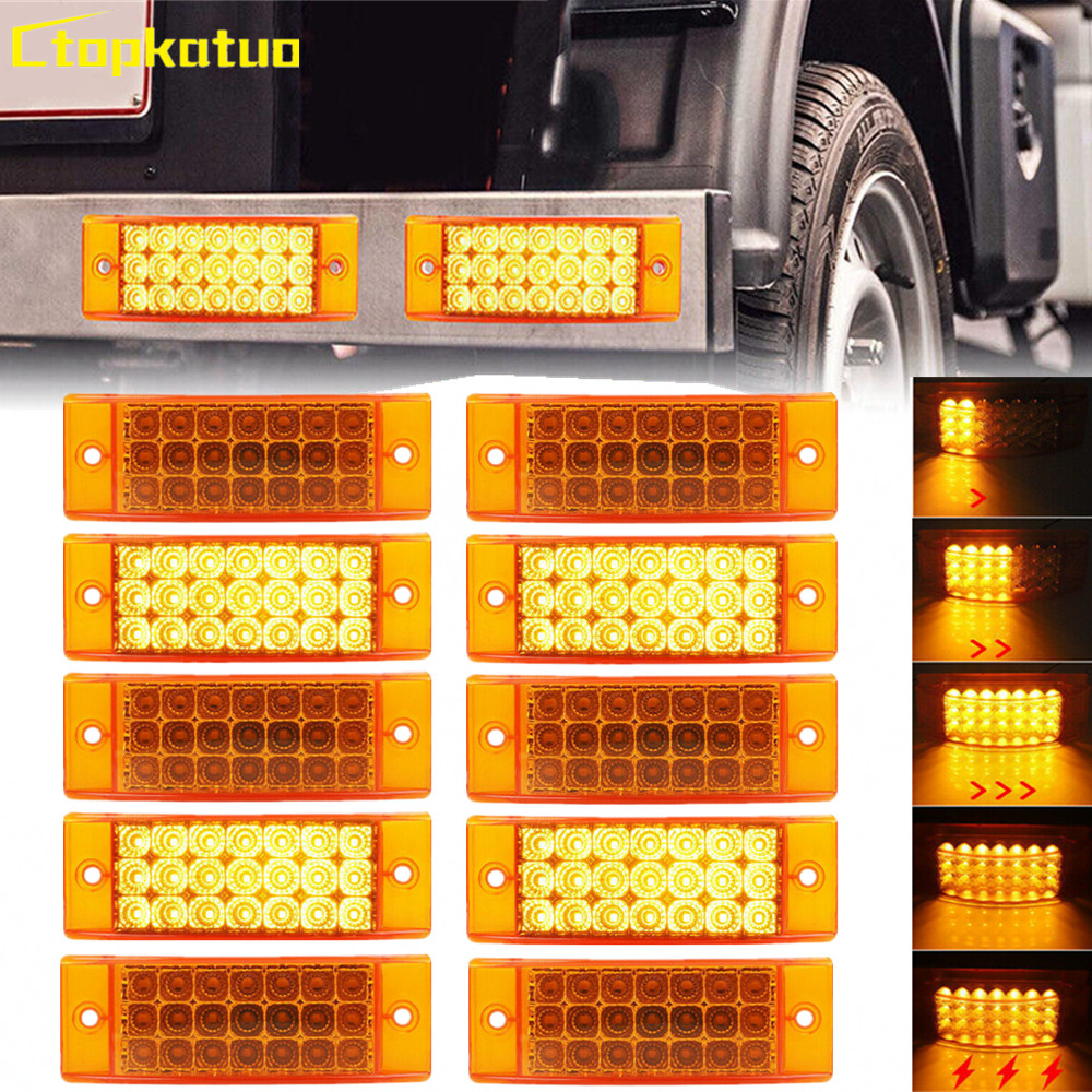 10 個トラックフラッシュサイドマーカーライト 21LED 流れるストロボ LED テールライト 12V 24V ターンシグナルインジケータブレーキランプ用トレーラー