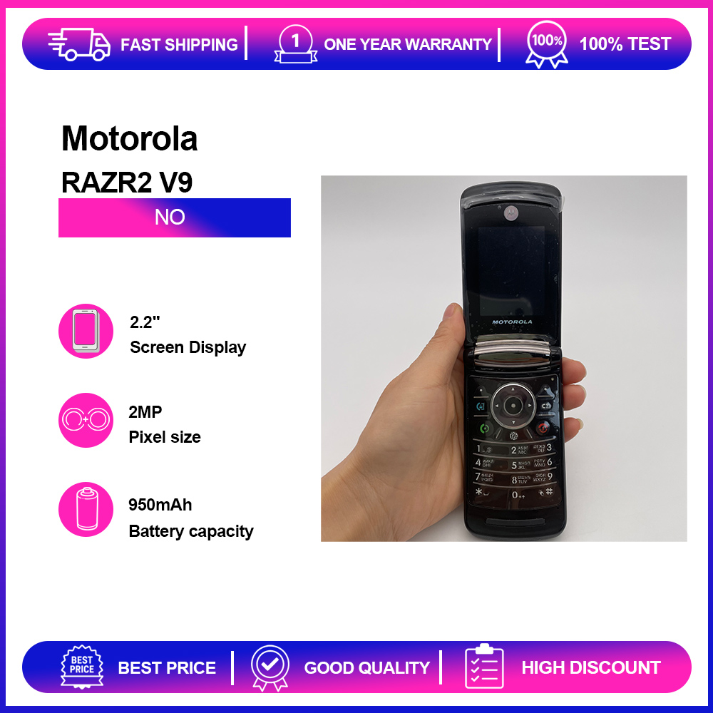 Refurbished Unlocked Motorola RAZR2 V9 2MP 2G/3G 950mAh Phone Russian Arabic Hebrew Keyboard Good Condition