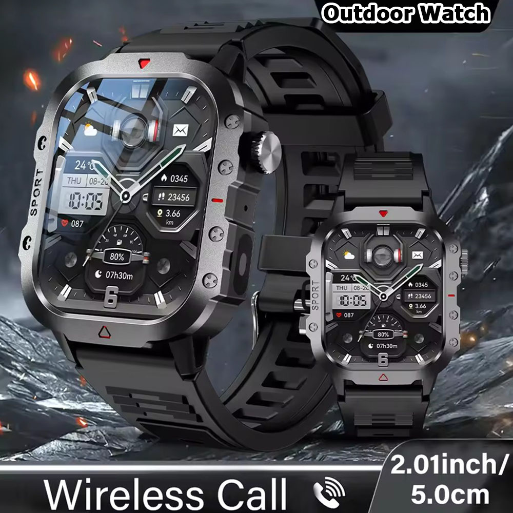 軍事 GPS スマート腕時計男性懐中電灯防水屋外スポーツトラッカー Bluetooth 通話スマートウォッチ男性女性 2025 Pk h12