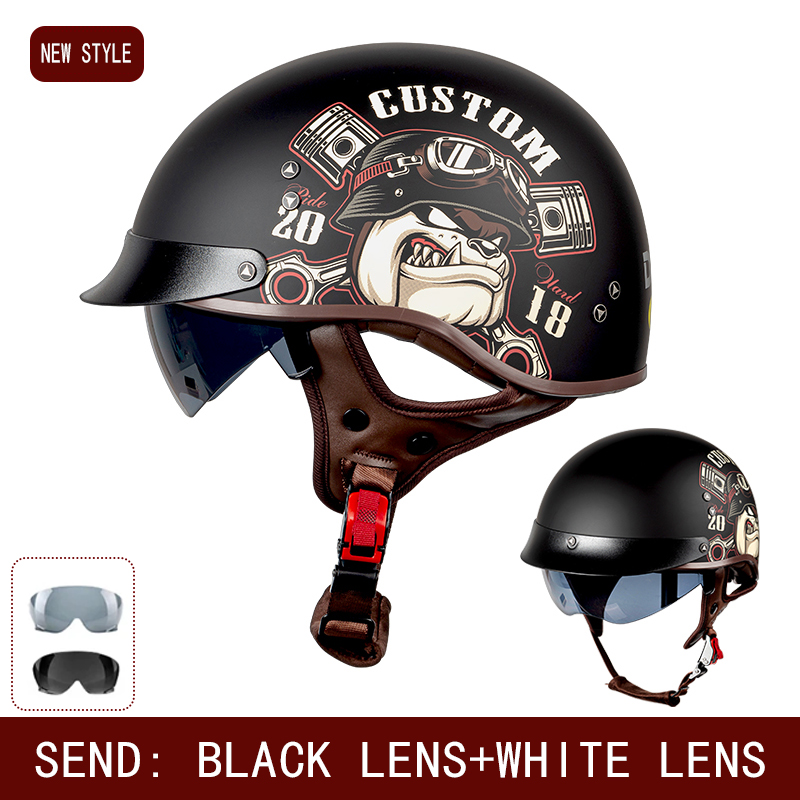 新標準電動バイクヘルメット四季ユニバーサルレトロハーフヘルメットクルーズオートバイヘルメット男性と女性のための