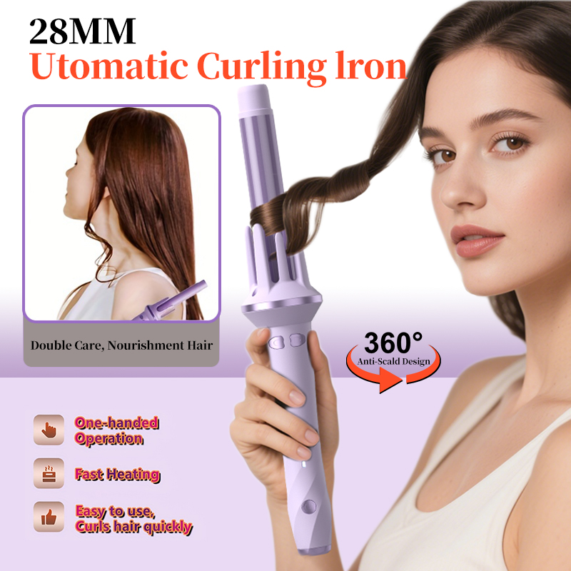 ヘアカーラー 28/32 ミリメートル自動ヘアカーラーラージウェーブヘアアイロントング温度調節可能なアニオン高速加熱スタイリングカーラー