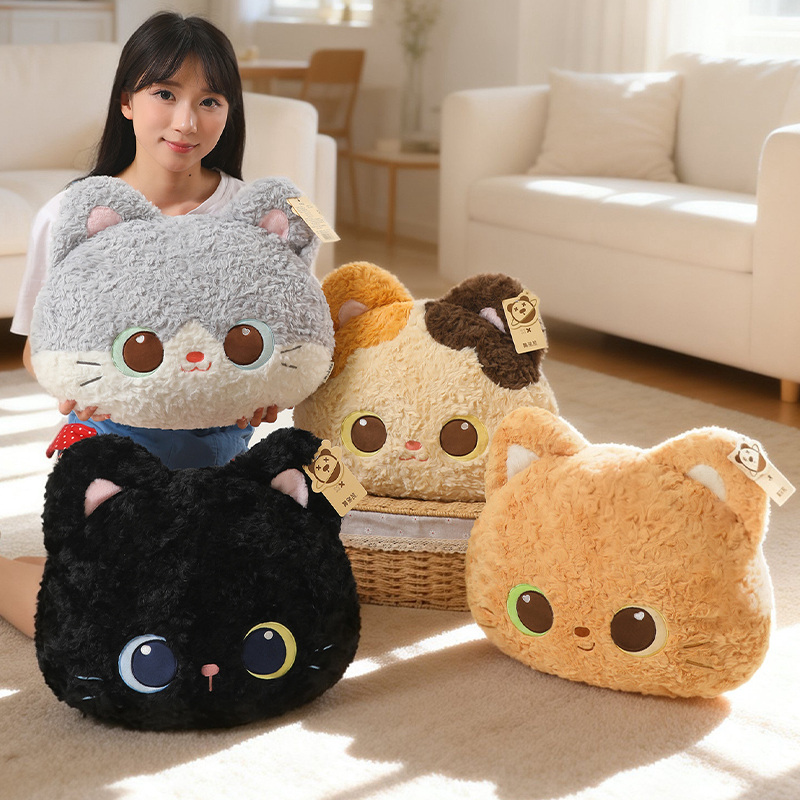 猫スロー枕愛らしい子猫の頭ぬいぐるみ抱き枕ソファクッション睡眠ウエストサポートホームルームの装飾