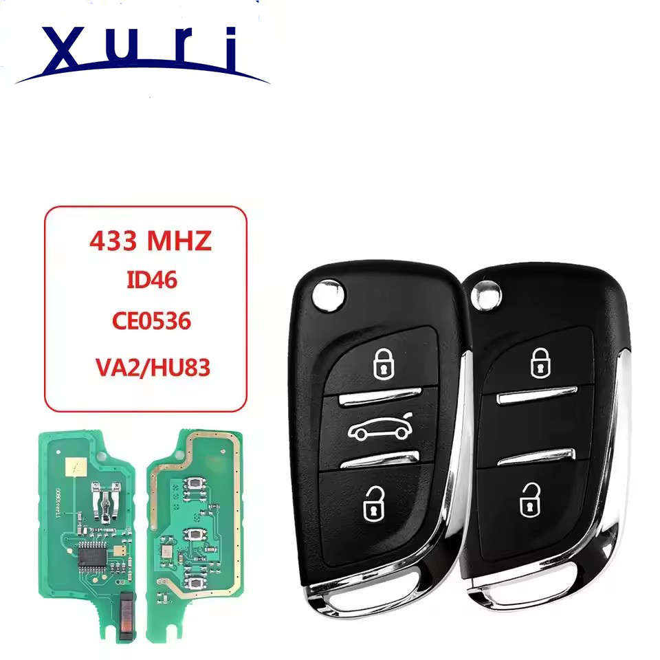 Xuri プジョー 207 307 407 208 308 408 607 パートナー Ce0536 433Mhz ID46 2/3 ボタン ASK FSK 修正されたリモート車のキー