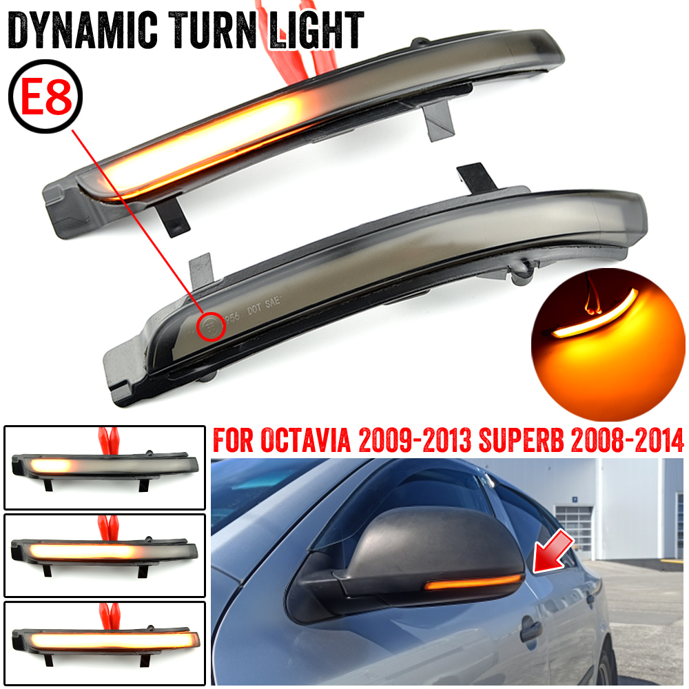 2 個シュコダ オクタビア 2009-2013 スーパーブ 2008-2014 ダイナミック LED ターンシグナルウインカーミラーフラッシャーライト