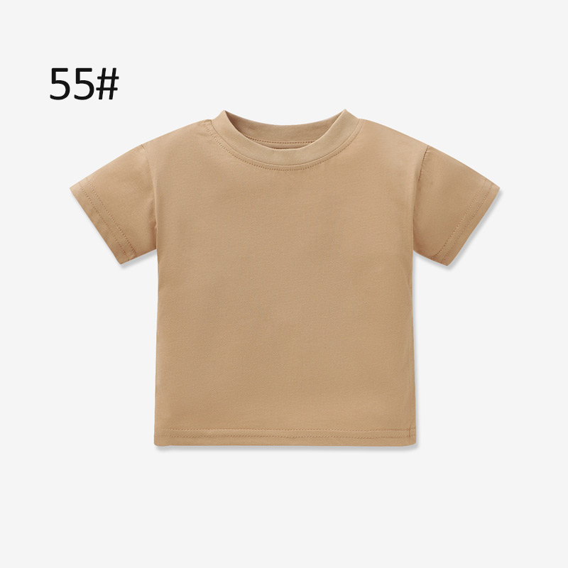 新色 2025 ソリッドカラーオーガニックコットンベビー Tシャツサマートップシャツ