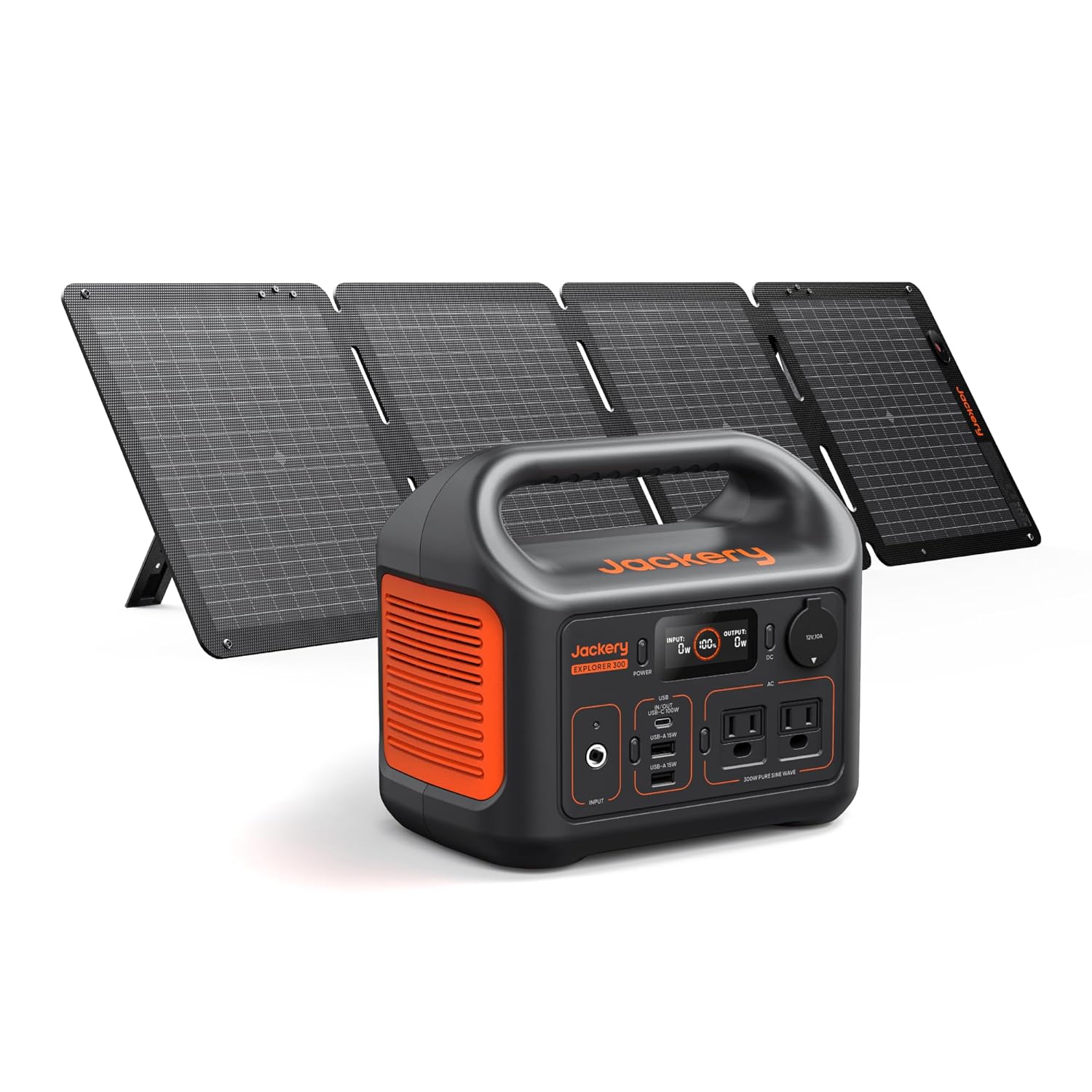 ソーラー発電機 300、292Wh バックアップ LiFePO4 バッテリー 1X ソーラーパネル SolarSaga 100W 空気、300W 純粋な正弦波 AC コンセント付き、カスタム