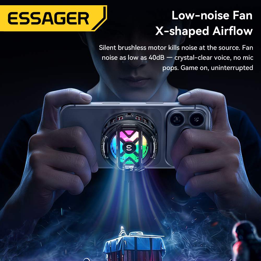 Essager 磁気バッククリップ 2-in-1 電話クーラー 3 スピード TEC 冷却 RGB デジタルディスプレイヒートシンク電話クーラー iPhone ゲーム用