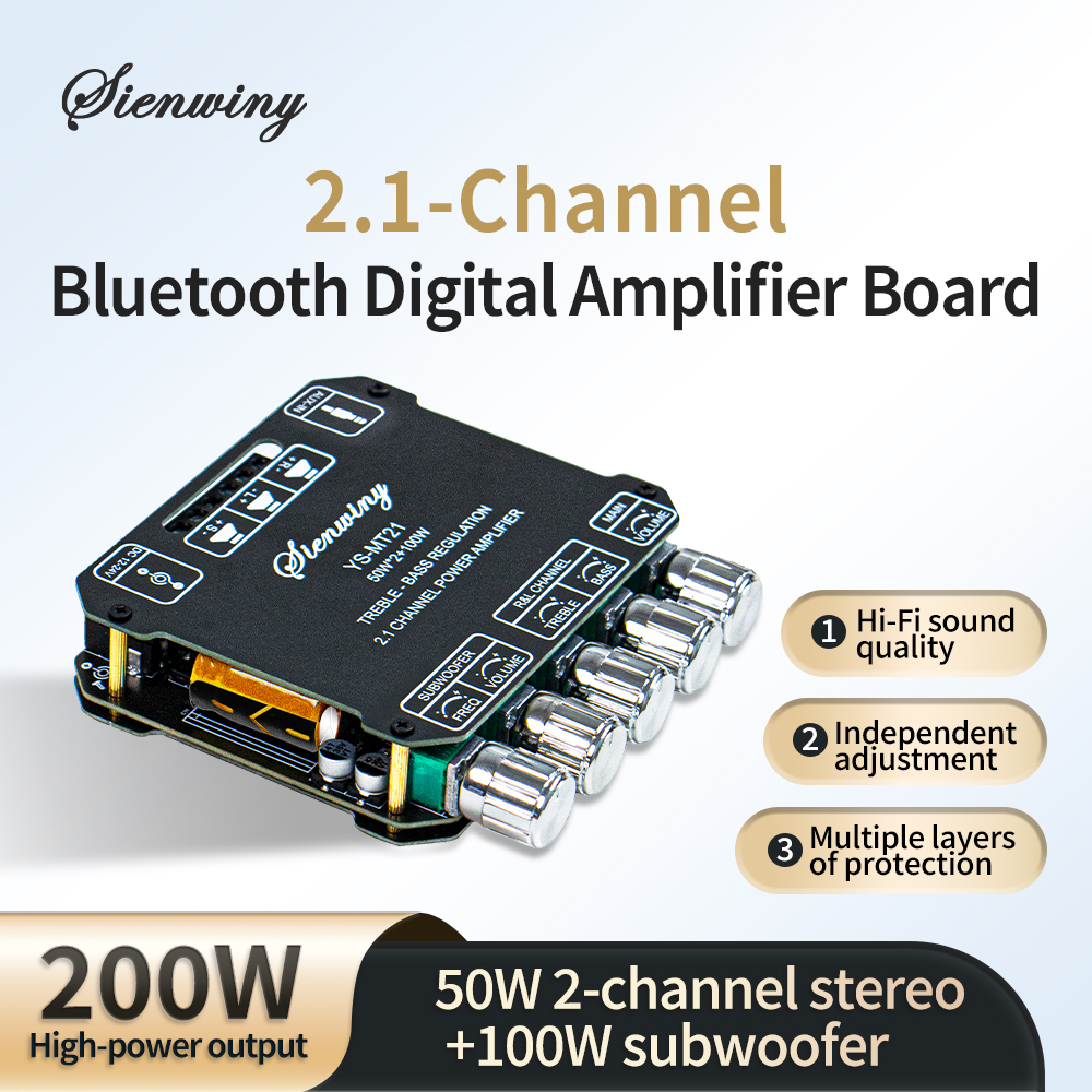 2.1 チャンネル Bluetooth オーディオアンプボード YS-MT21 200 ワット Hi-Fi ステレオサブウーファー AUX 高音低音 EQ 出力