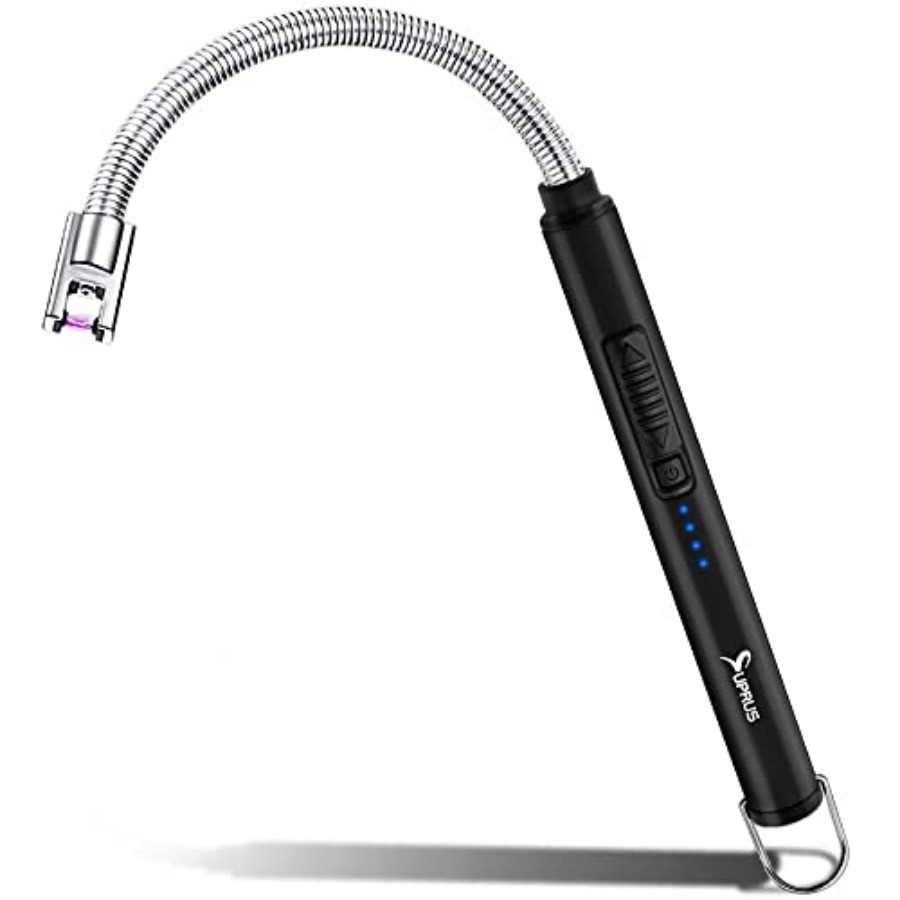電気キャンドルライター USB Type C 充電式ライター スチールシェルと吊り下げフック 360° フレキシブルネック付き
