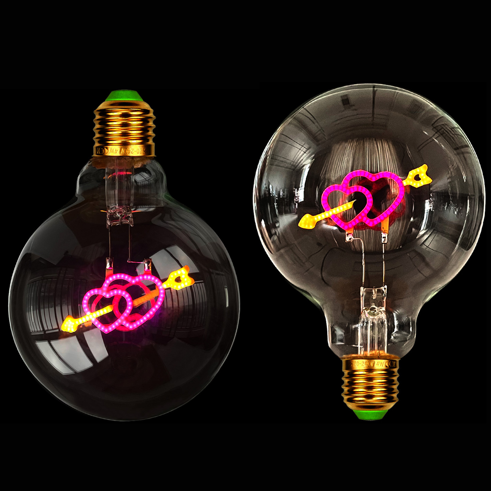TIANFAN ヴィンテージエジソン Led 電球ビッググローブ G95 ハートキューピッドの矢 3 ワット調光可能 110V 220V E26 E27 特殊装飾電球