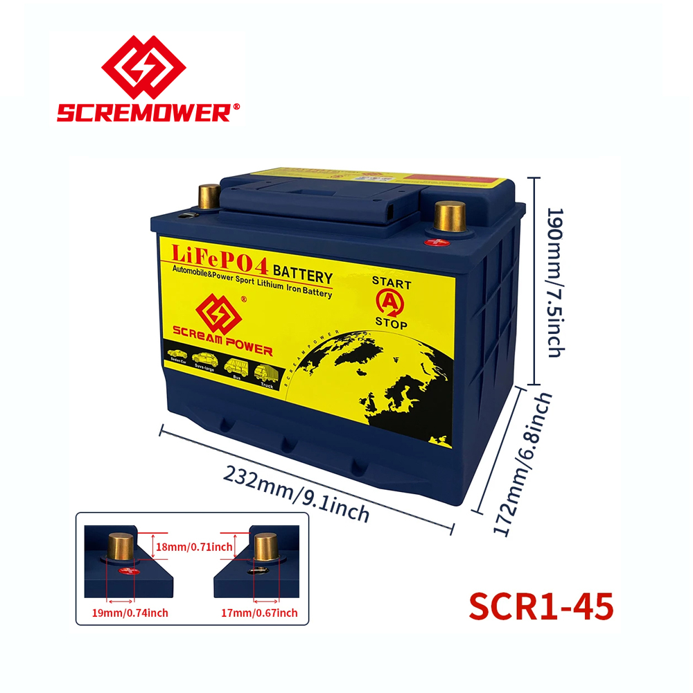 SCR1-45 12V 25AH LiFePO4 車ジャンプスターターバッテリー CCA 750A リチウム鉄充電式バッテリーハイパワー内蔵 100A BMS