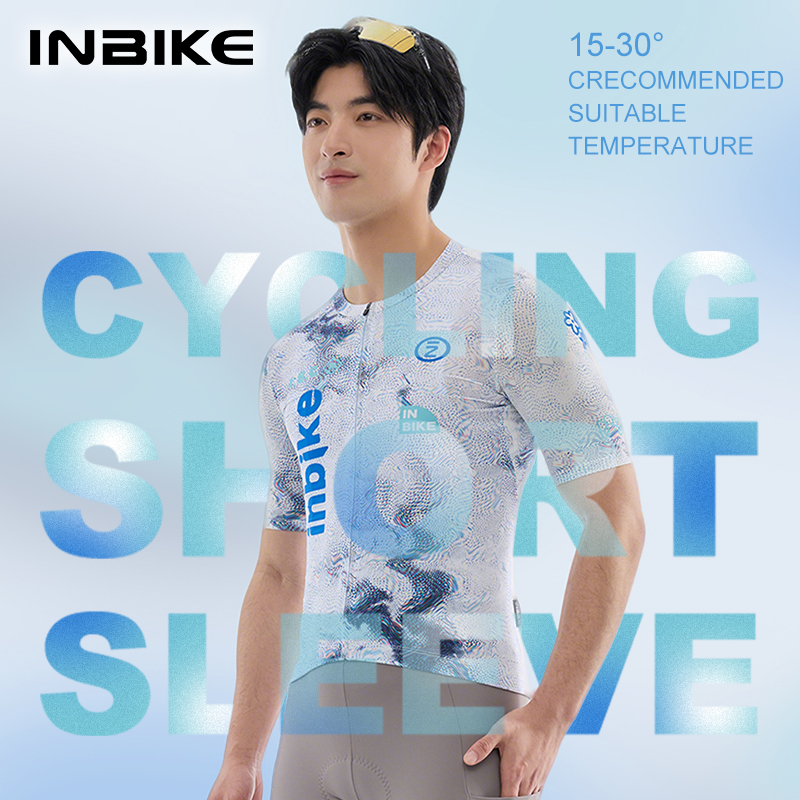 INBIKE 夏 プロフェッショナル メンズ サイクリング 半袖 吸湿発散性 アウトドア サイクリング ジャージ フルジッパー ポケット付き サイクリング