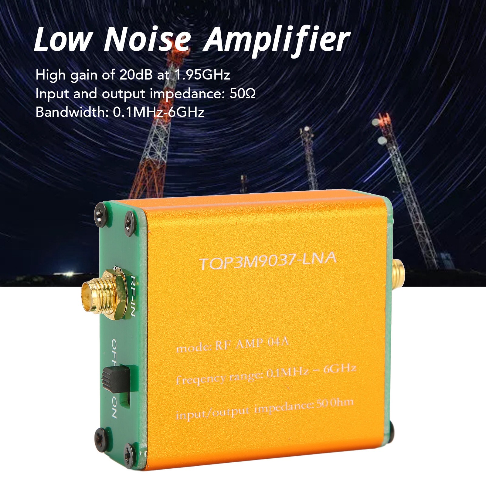 RF パワーアンプ 低ノイズアンプ 0.1MHz-6GHz フルバンド 20dB 高利得 LNA リモコン受信機用 FM ラジオ用