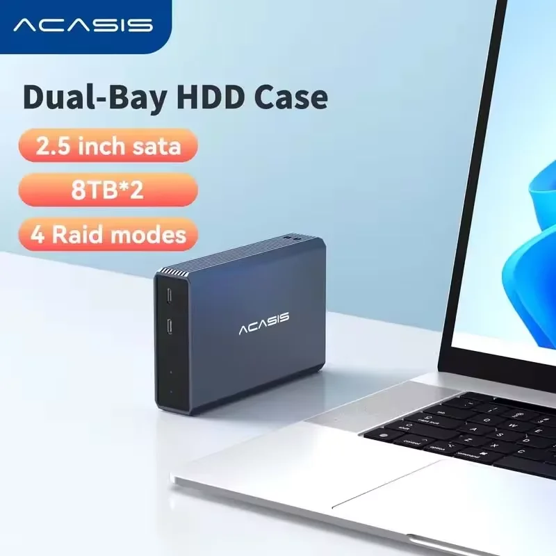 ACASIS 2ベイ RAID 外付け HDD エンクロージャ - 2.5 インチ SATA SSD/HDD 用 USB 3.0 デュアル ハードドライブ ドック、RAID/JBOD をサポート