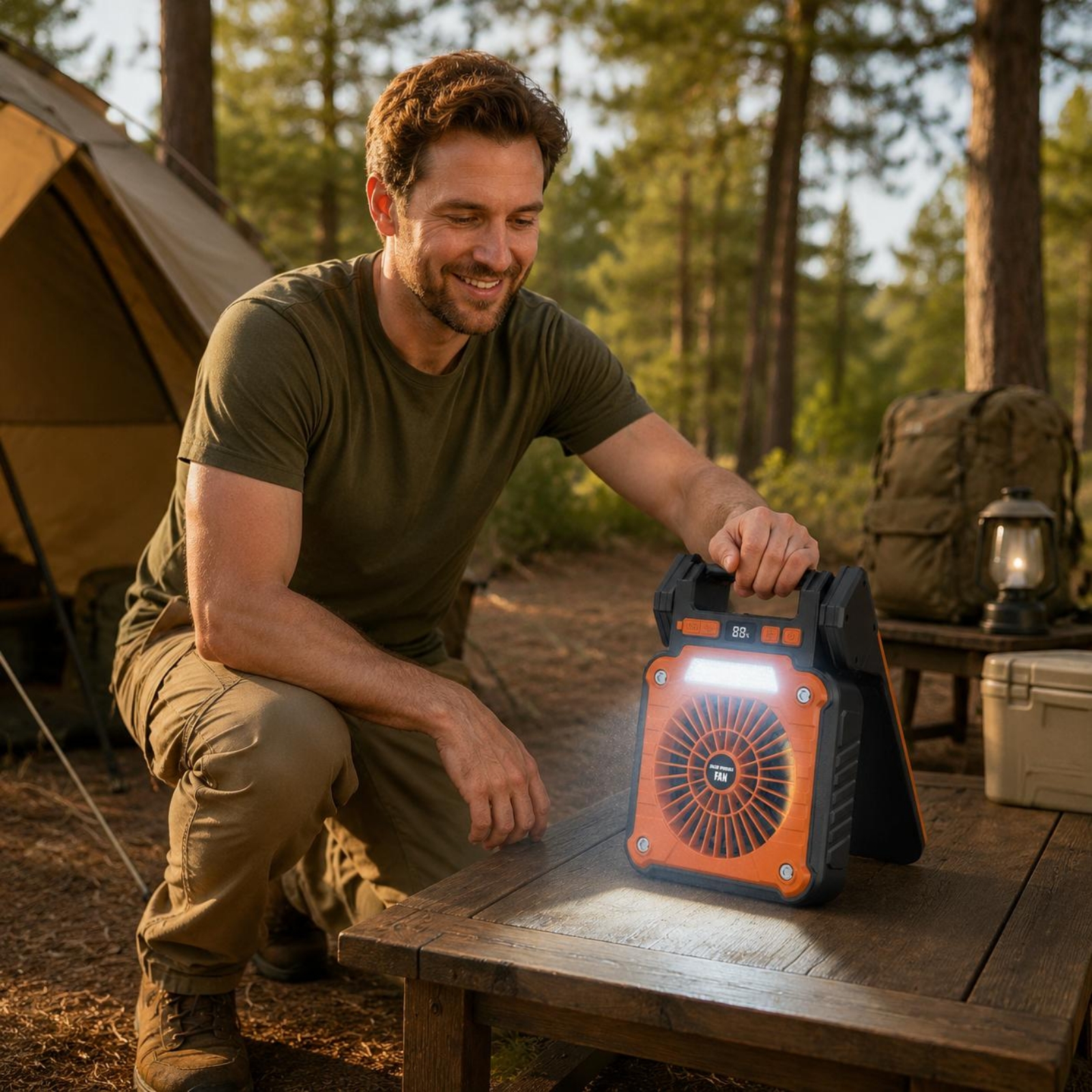 ポータブルソーラーファン デジタルディスプレイ 太陽光発電ファン 屋外用デバイス 折りたたみベース コードレス