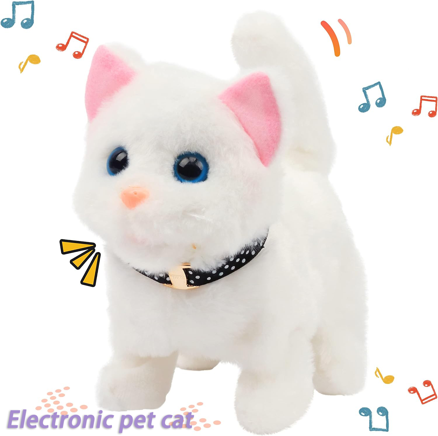 新しいウォーキングキティぬいぐるみ電気インタラクティブ猫ぬいぐるみニャー尾を振りうなずく猫ペットのおもちゃ子供のためのギフト