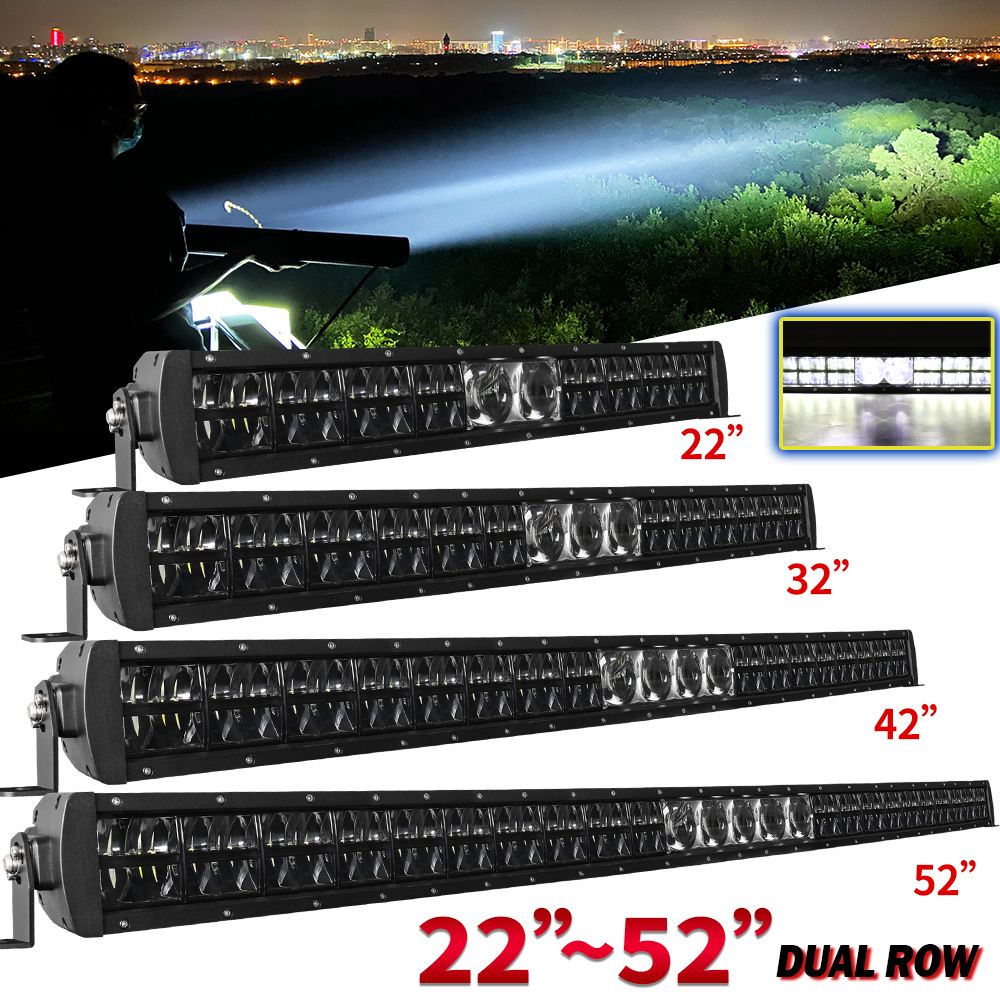 HAOLIDE 22 "42" 52" オスラム LED ライトバー超高輝度コンボ ドライビング ランプ 2 列レンズタイプ LED ドライビング ライト オフロード用