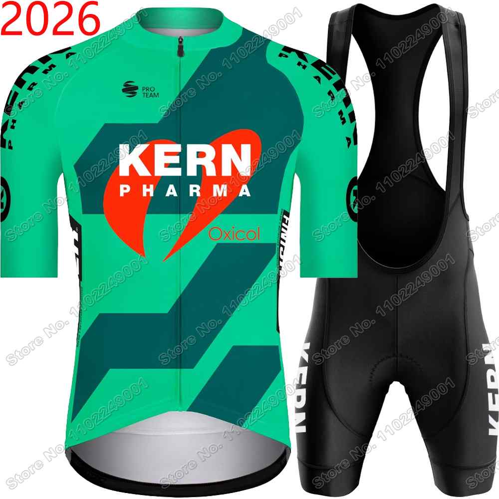 2026 カーン製薬サイクリングジャージセットスペインチームサイクリング服男性夏ロードバイクシャツスーツ自転車ビブショーツ MTB マイヨ