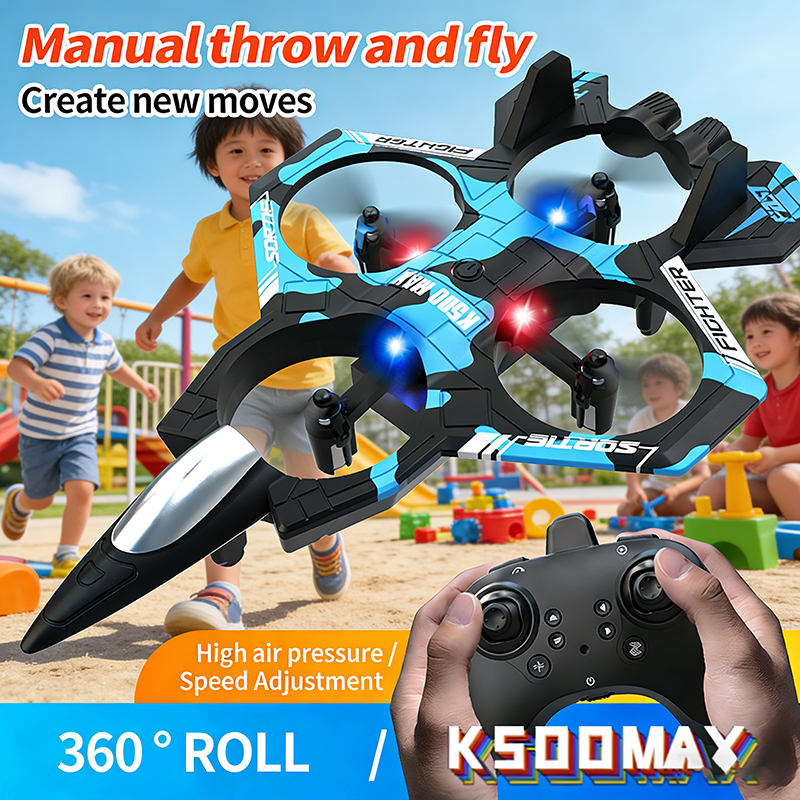 K500 MAX RC 飛行機戦闘機 2.4 グラムリモコンスタントグライダー 360 ° ローリングフライト飛行 EPP フォーム飛行機 LED おもちゃ付き子供用