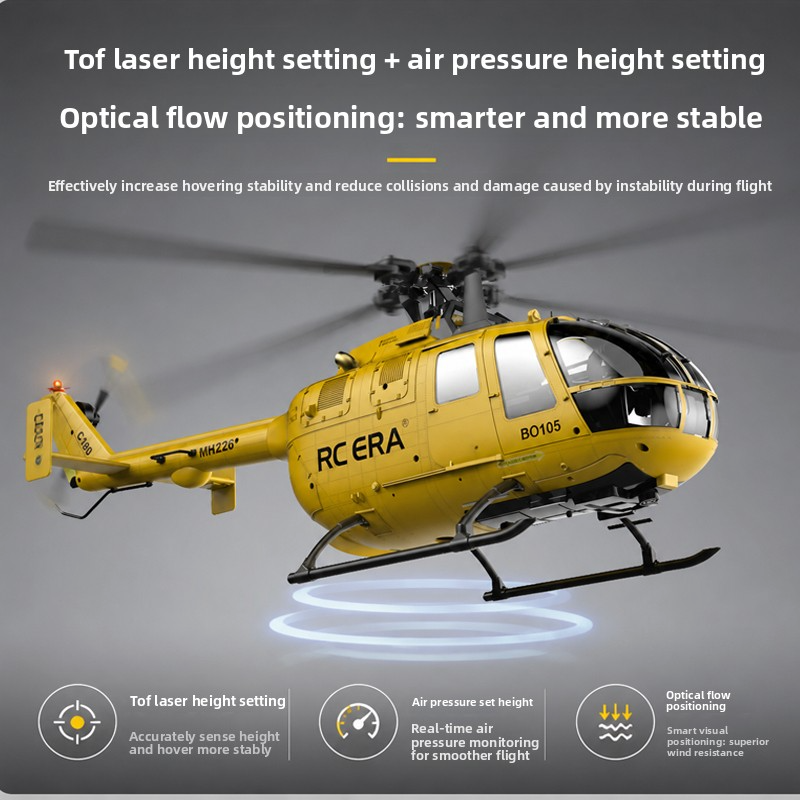 C180 リモートコントロールヘリコプター BO105 シミュレーションモデル ブラシレスモーター インテリジェントリバースフライト オプティカルフローポジショニング LiDAR