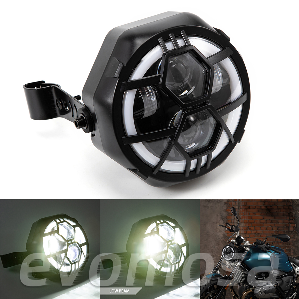 6.5 インチフロントライト 48V LED オートバイヘッドライトハイビームスポットライトスポーツスター XL VRSCD 48V 自転車電動自転車ホーン付き