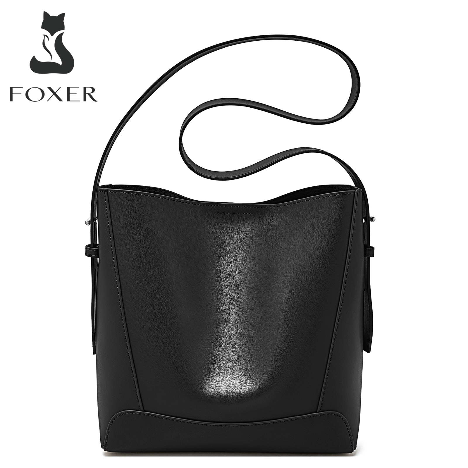 Foxer 女性ホーボーバケットバッグスプリットレザーファッションショルダーバッグ大容量ハンドバッグワイド調節可能なストラップ女性のバッグ