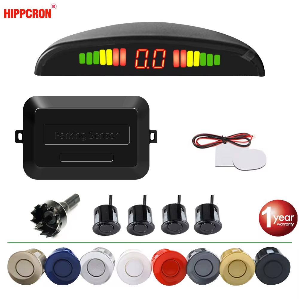 Hippcron 車 LED パーキングセンサーキット 4 センサー 22 ミリメートルリバースレーダーサウンドアラートインジケーターシステム 8 色
