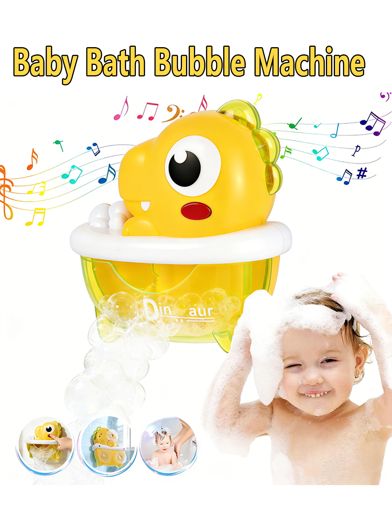 ライトと音楽付きアヒルと恐竜の形のベビーバスおもちゃバブルブロワー、幼児と幼児に適したバブルマシン