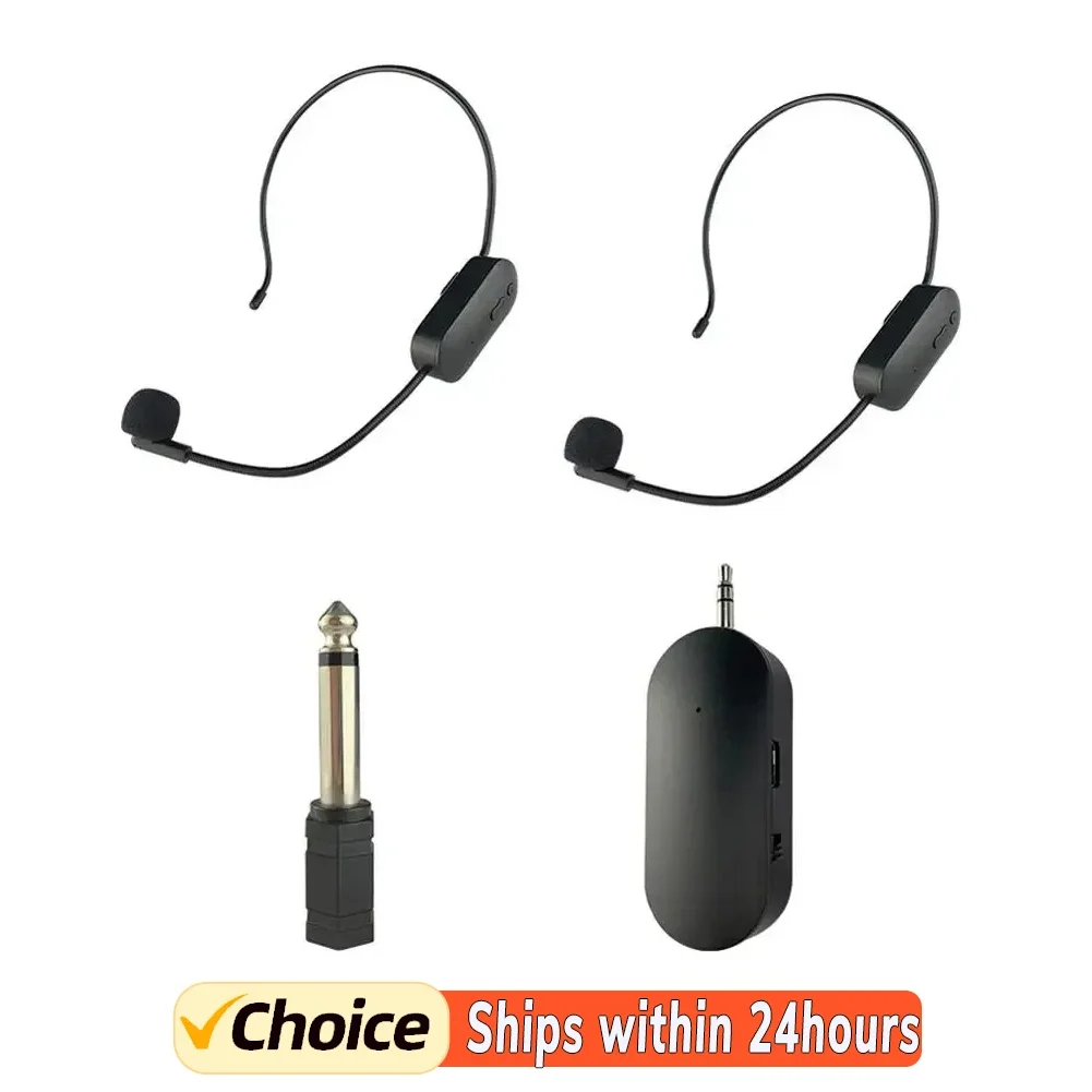 2.4GヘッドマウントワイヤレスマイクセットBluetooth対応オーディオステージパフォーマンスティーチングツアー増幅装置用