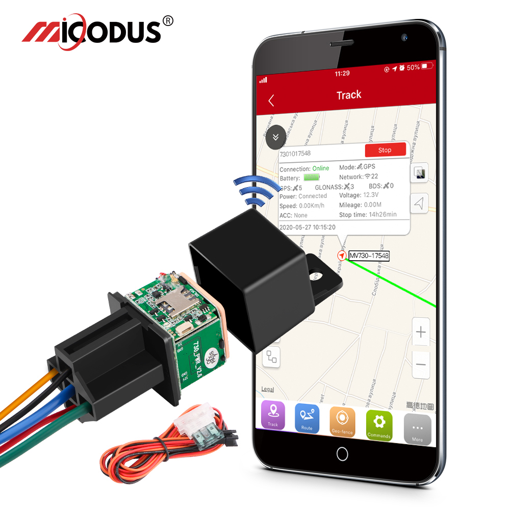 MiCODUS リレー GPS トラッカー車 MV730 9-90V カット燃料 ACC 検出 2G 4G ミニオートバイ GPS リアルタイムトラック振動アラート無料アプリ