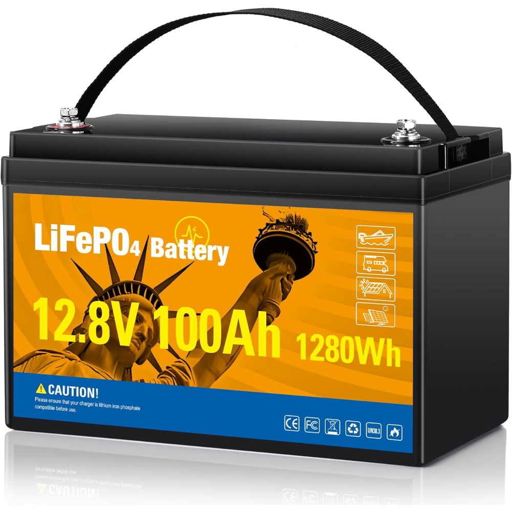12V 100Ah LiFePO4 リチウム電池、グループ 31 リン酸鉄リチウム電池 100A BMS 低温保護 4S4P 15000 ディープサイクル