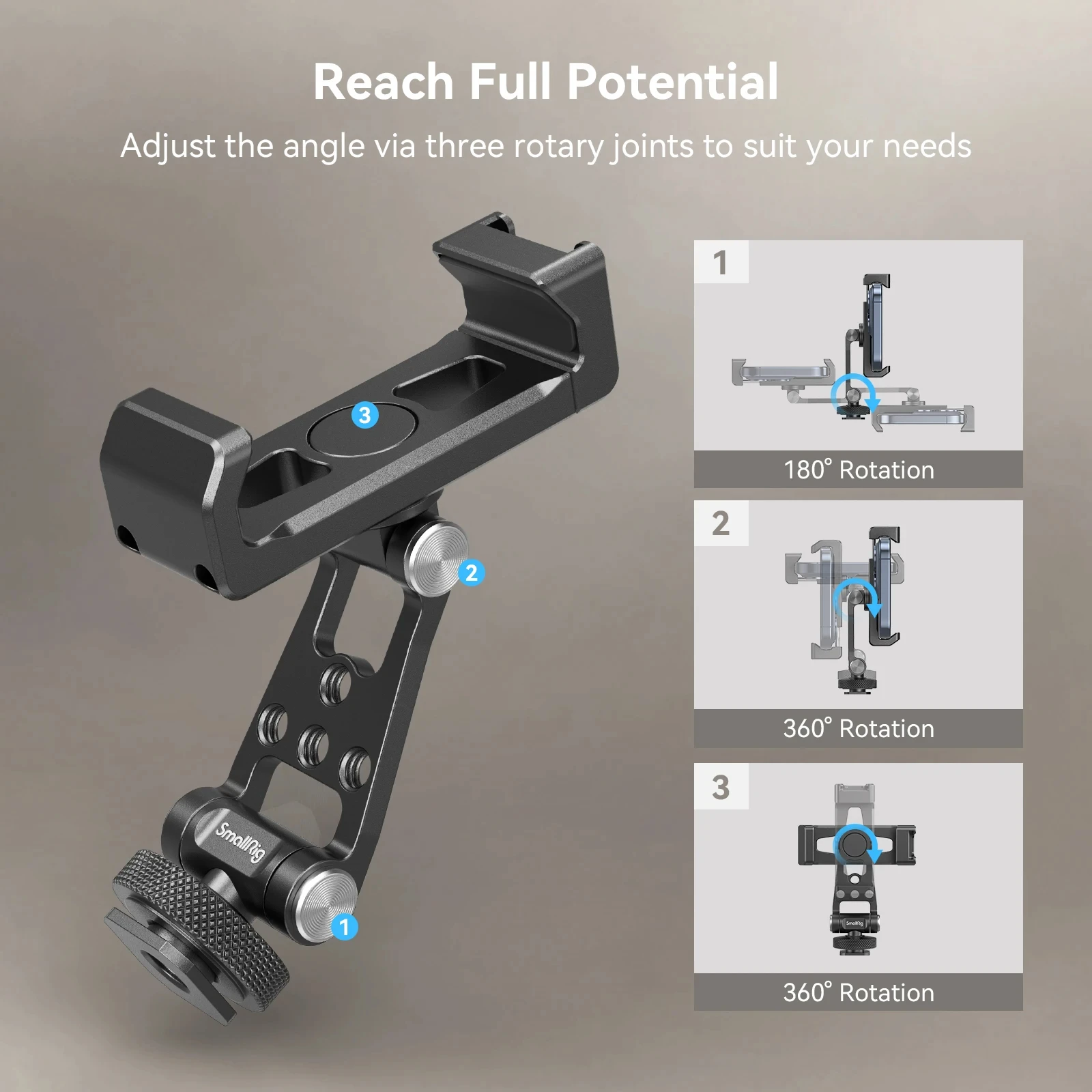 SmallRig コールドシューマウント付きメタルフォンサポート DJI RS 4 RS4 Pro RS3 RS3 Pro RS3 mini RS 2 RSC 2 4382 用電話サポート